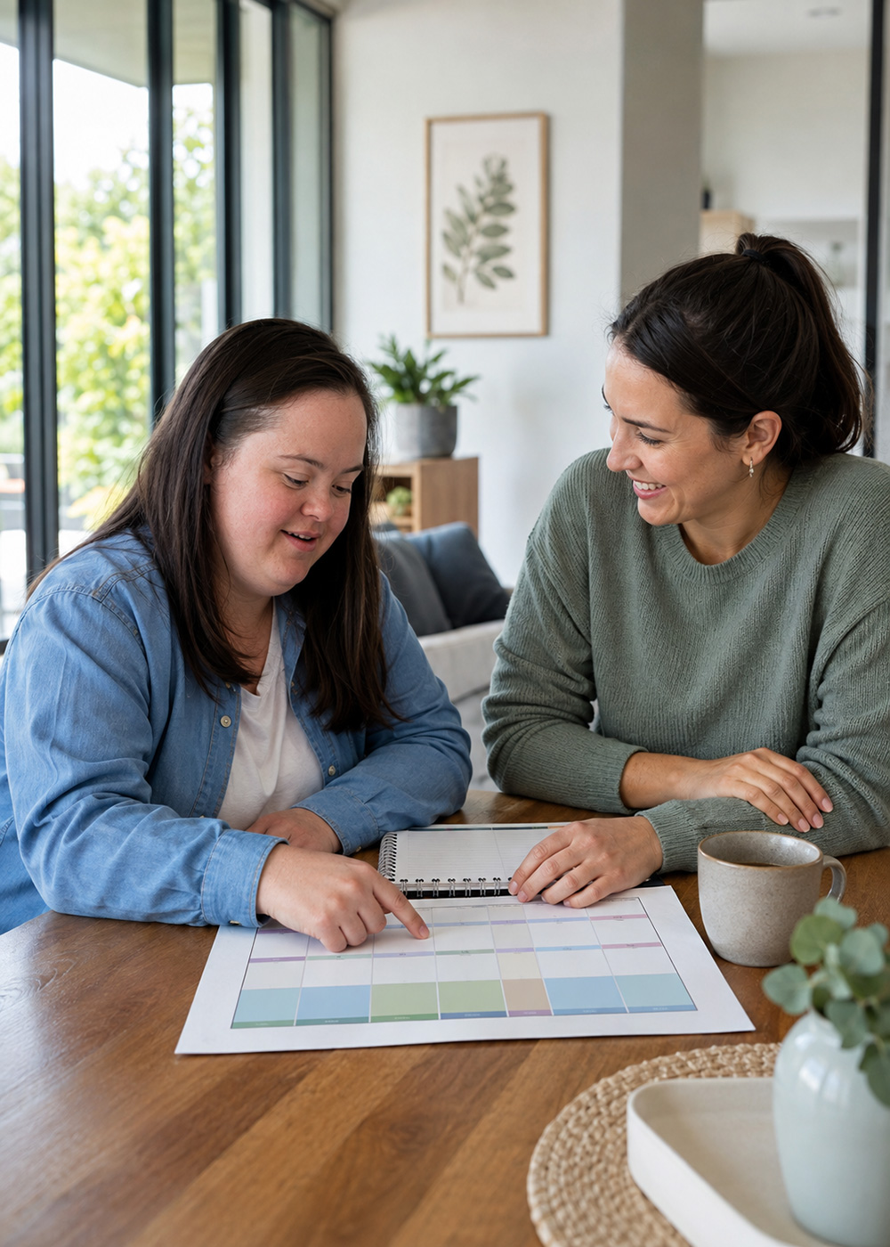 NDIS participant planning personal goals with a Divine Path Care support worker